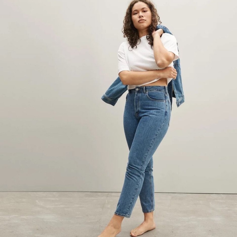 Everlane The Curvy 90’s Cheeky Straight Jean Northridge Wash Blue Size 27